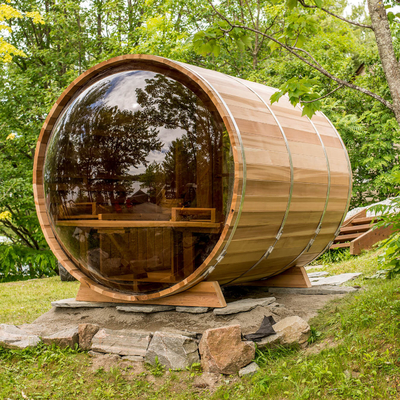 Sauna extérieur en verre réglable pour 5 à 6 personnes