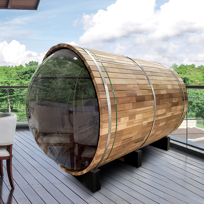 Ventilation réglable Encastrement en bois Sauna extérieur sec Porte vitrée entière Plage de température 15-90.C