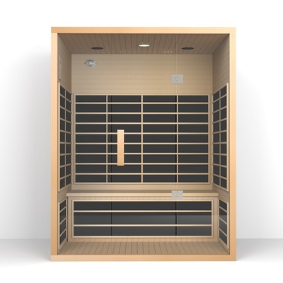 Porte rouge de verre trempé de Cedar Far Infrared Sauna With 8mm de personne de la famille 3