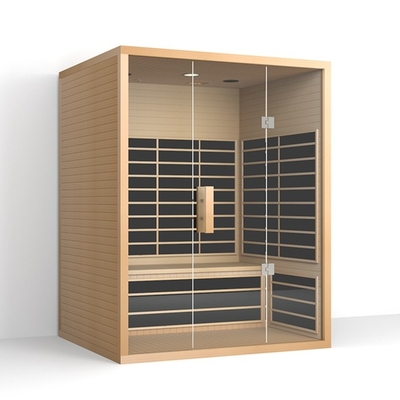 Porte rouge de verre trempé de Cedar Far Infrared Sauna With 8mm de personne de la famille 3